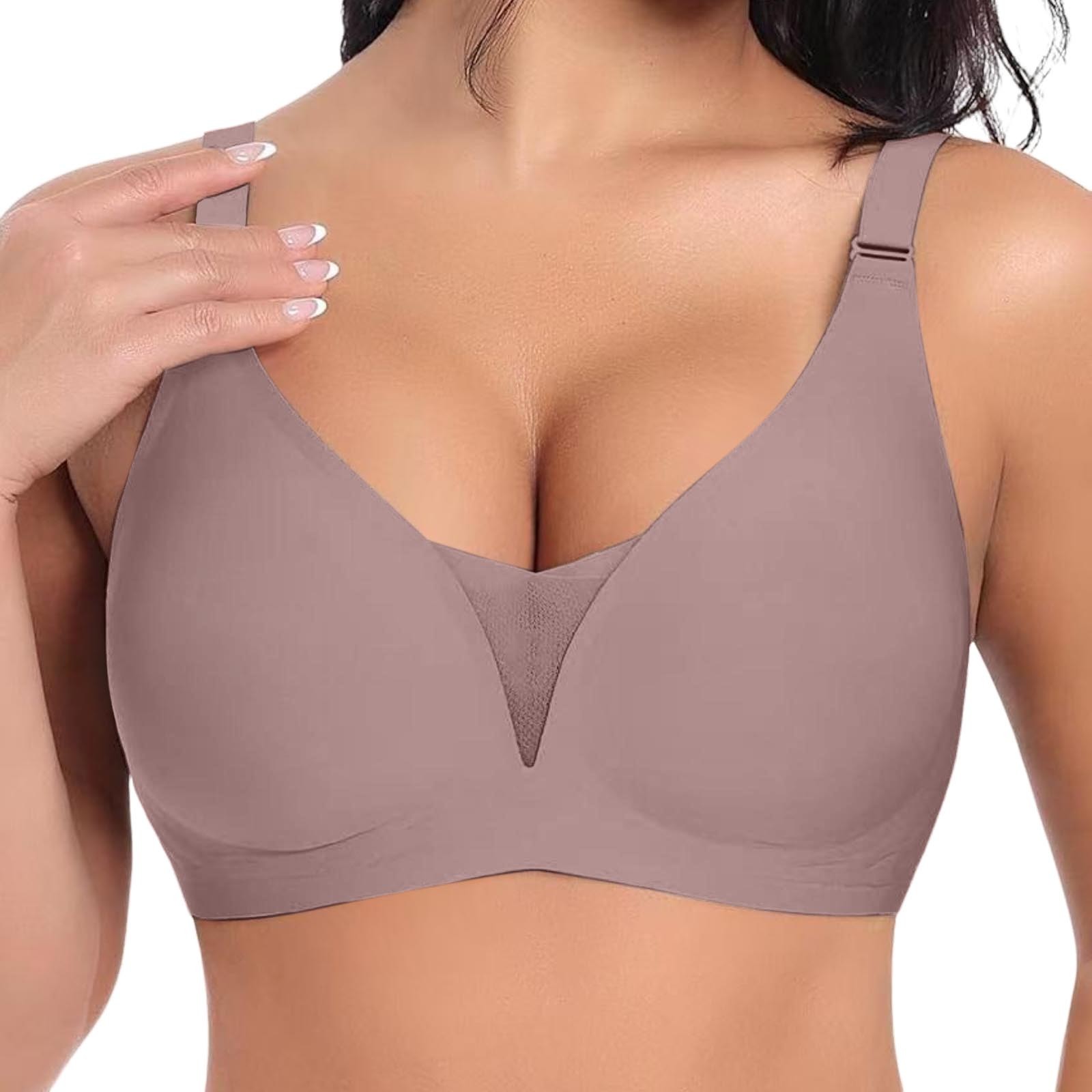 thumbnail image 2 of Sujetador sexy con escote en V profundo para mujer, tallas grandes - Sin costuras, sin aros, push up, nailon/spandex - Tallas S-XL, US 34-40, 2 of 6